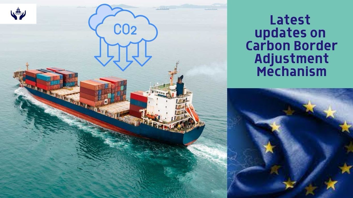 EU Carbon Border Adjustment Mechanism (CBAM) 2026 - Infographic showing carbon pricing on imported goods including steel, aluminium, cement, and hydrogen