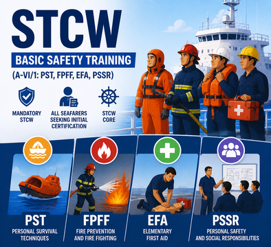 STCW Basic Safety Training (A-VI/1: PST, FPFF, EFA, PSSR)