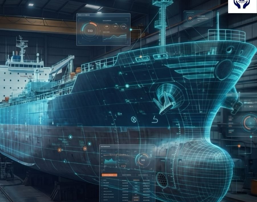 Vessel under survey in a covered dry dock